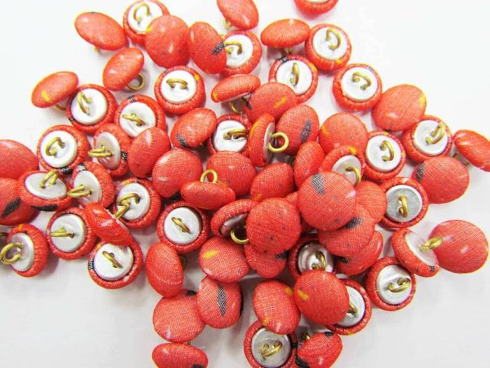 11Mm Fabric Covered Fashion Buttons- Orange Confetti  |   Buttons 10Mm-20Mm Buttons Buttons 10Mm-20Mm