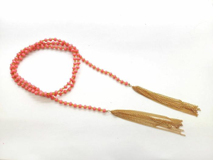 122Cm Beaded Chain- Pink  |   Bling Bling Bling