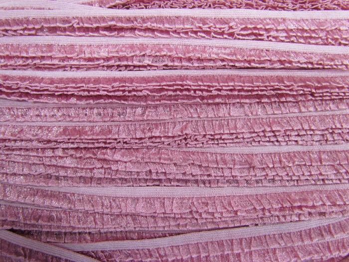 12Mm Sheer Frill Elastic Trim- Rosie Pink  |   Stretch Trims Stretch Trims Stretch Trims