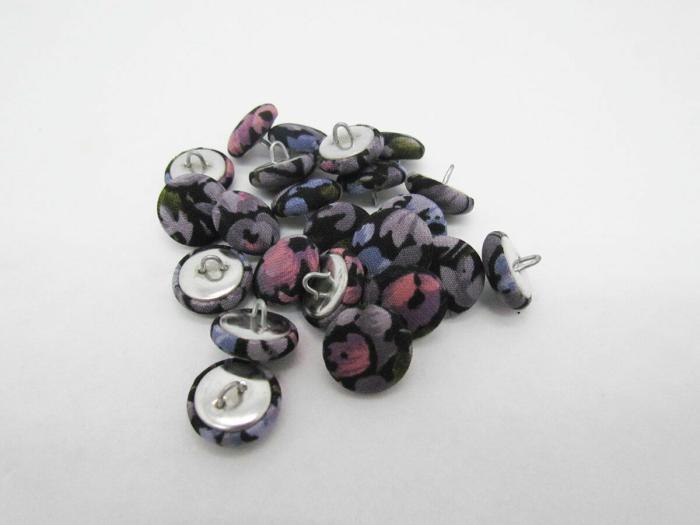 15Mm Button- Purple On Black  |   Fabric Covered Buttons Buttons Buttons 10Mm-20Mm