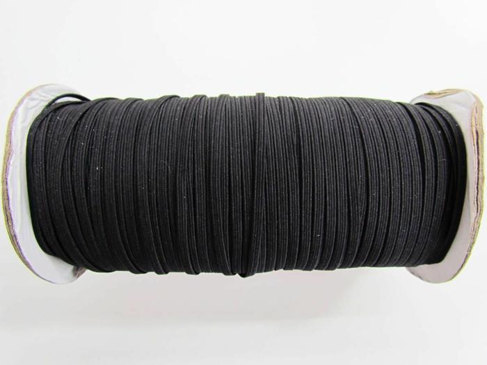 182M Roll Of 3Mm Braided Elastic- Black  |   Braided Elastic Braided Elastic Braided Elastic