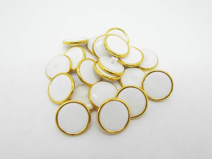 20Mm Button- White And Gold  |   Fabric Covered Buttons Buttons Buttons 10Mm-20Mm