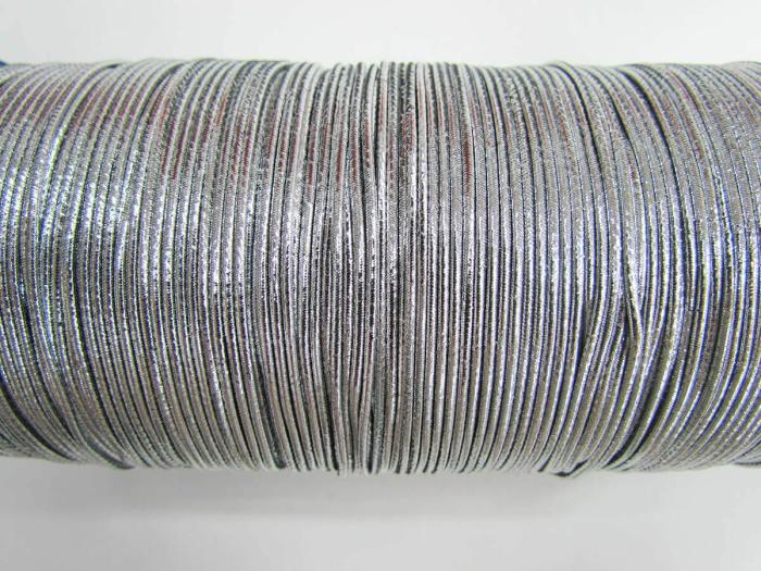 2Mm Round Elastic- Metallic Silver  |   Braided Elastic Braided Elastic Braided Elastic