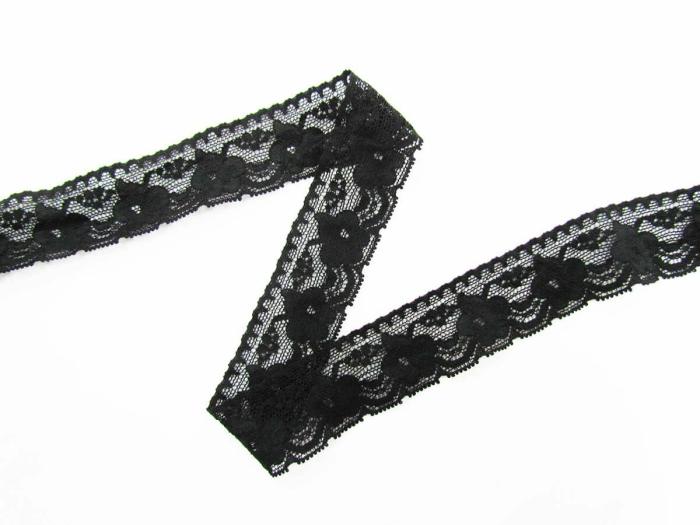 32Mm Midnight Violet Stretch Lace Trim- Black  |   Stretch Trims Lace Trims Lace Trims