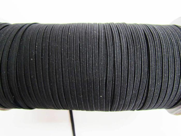 3Mm Braided Elastic- Black  |   Elastic For Masks Braided Elastic Braided Elastic