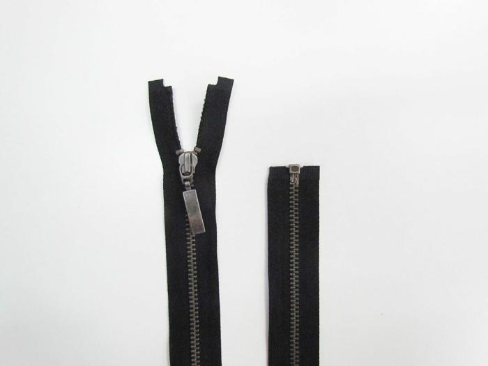 60Cm Open Ended Single Slider Metal Zip- Black/Gunmetal  |   Nylon Zips Nylon Zips Nylon Zips