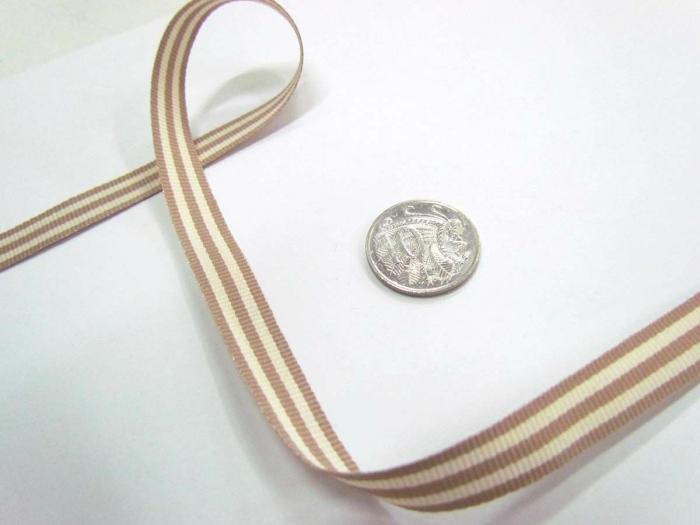 Candy Cane 10Mm- Taupe / Cream  |   Candy Cane Stripe Ribbon Candy Cane Stripe Ribbon Candy Cane Stripe Ribbon