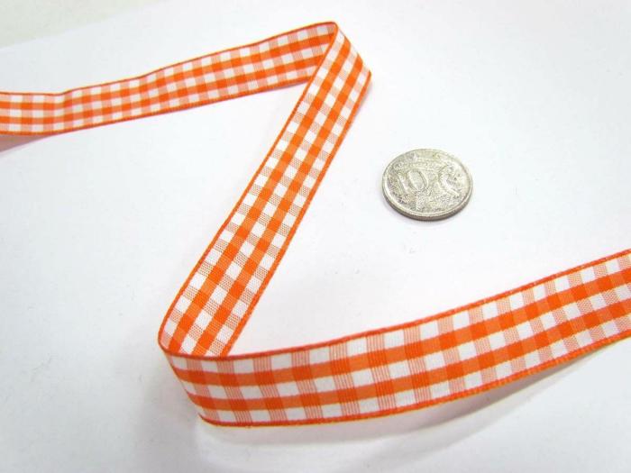 Gingham Ribbon 15Mm- Orange  |   Gingham Ribbon Gingham Ribbon Gingham Ribbon