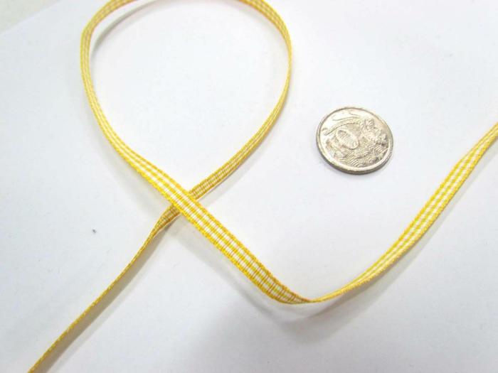 Gingham Ribbon 5Mm- Yellow  |   Gingham Ribbon Gingham Ribbon Gingham Ribbon