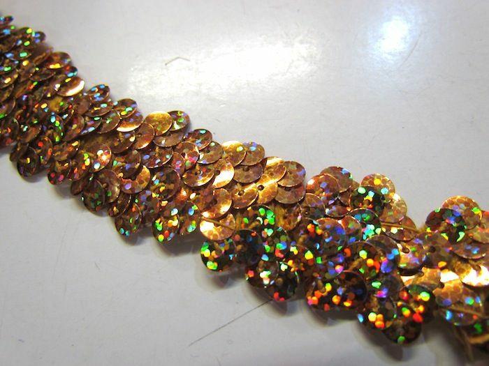 Holographic- Stretch Sequin Trim- 2 Row- Gold  |   Sequins & Sequin Trims Sequins & Sequin Trims Sequins & Sequin Trims