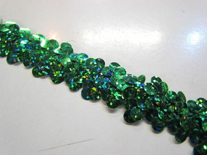 Holographic- Stretch Sequin Trim- 2 Row- Green  |   Sequins & Sequin Trims Sequins & Sequin Trims Sequins & Sequin Trims