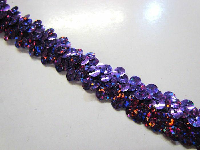 Holographic- Stretch Sequin Trim- 2 Row- Purple  |   Sequins & Sequin Trims Sequins & Sequin Trims Sequins & Sequin Trims