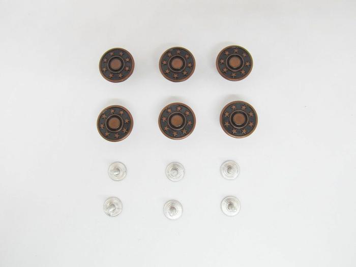 Jean Buttons- Aged Bronze 6Pk  |   Button Packs Button Packs Button Packs