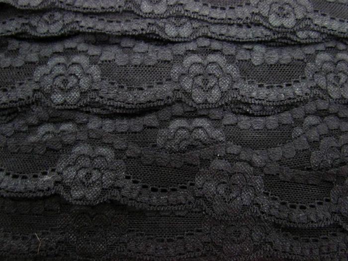 Lotus Love Stretch Lace Trim- Black  |   Lace Trims Lace Trims Lace Trims