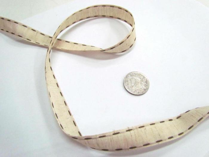 Stitch Natural Ribbon 15Mm- Brown  |   Stitched Ribbon Ribbons Stitched Ribbon