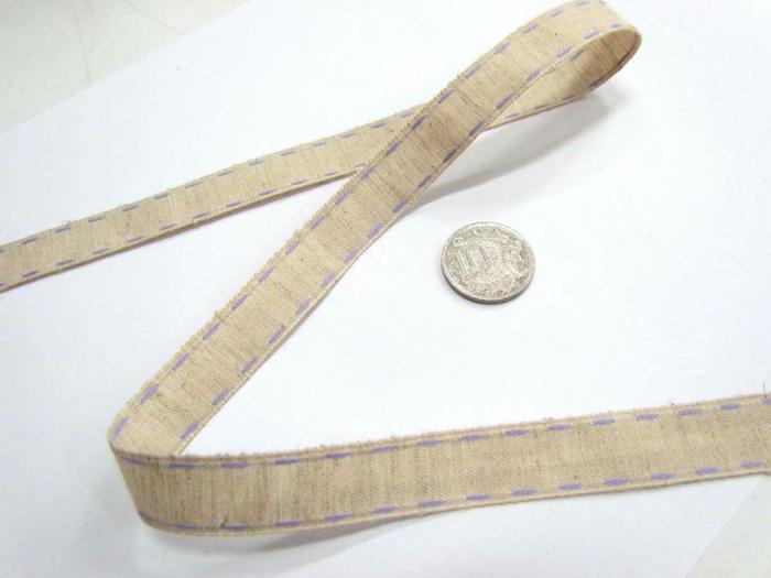 Stitch Natural Ribbon 15Mm- Lavender  |   Stitched Ribbon Ribbons Stitched Ribbon