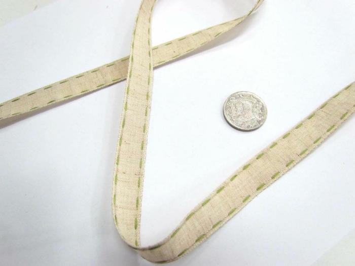 Stitch Natural Ribbon 15Mm- Olive  |   Stitched Ribbon Ribbons Stitched Ribbon