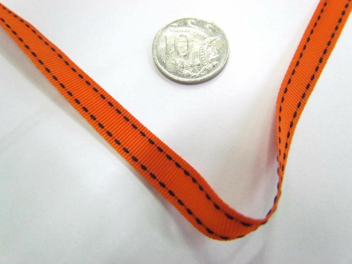 Stitch Ribbon 10Mm- Orange / Black  |   Stitched Ribbon Ribbons Stitched Ribbon