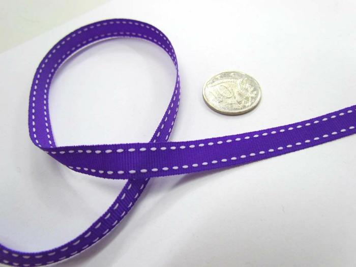 Stitch Ribbon 10Mm- Purple / White  |   Stitched Ribbon Ribbons Stitched Ribbon