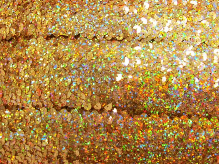 Stretch Sequin Trim- 5 Row- Holographic Gold  |   Stretch Trims Sequins & Sequin Trims Sequins & Sequin Trims