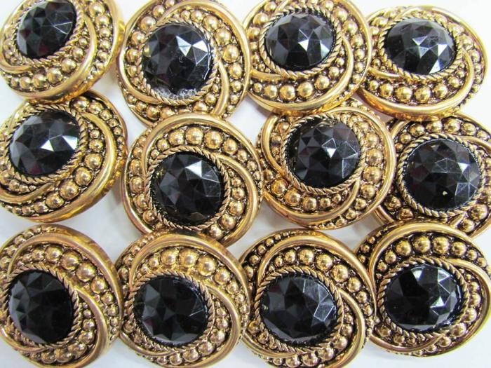 Sultan’s Jewels- Black Couture Buttons  |   Gemstone Look Black Buttons Black Buttons