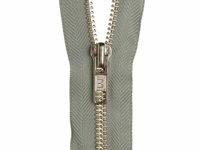 Nickel Jacket Zip- Open End- 51Cm (20 Inch)- 305 Pearl Grey  |   Metal Zips Metal Zips Metal Zips